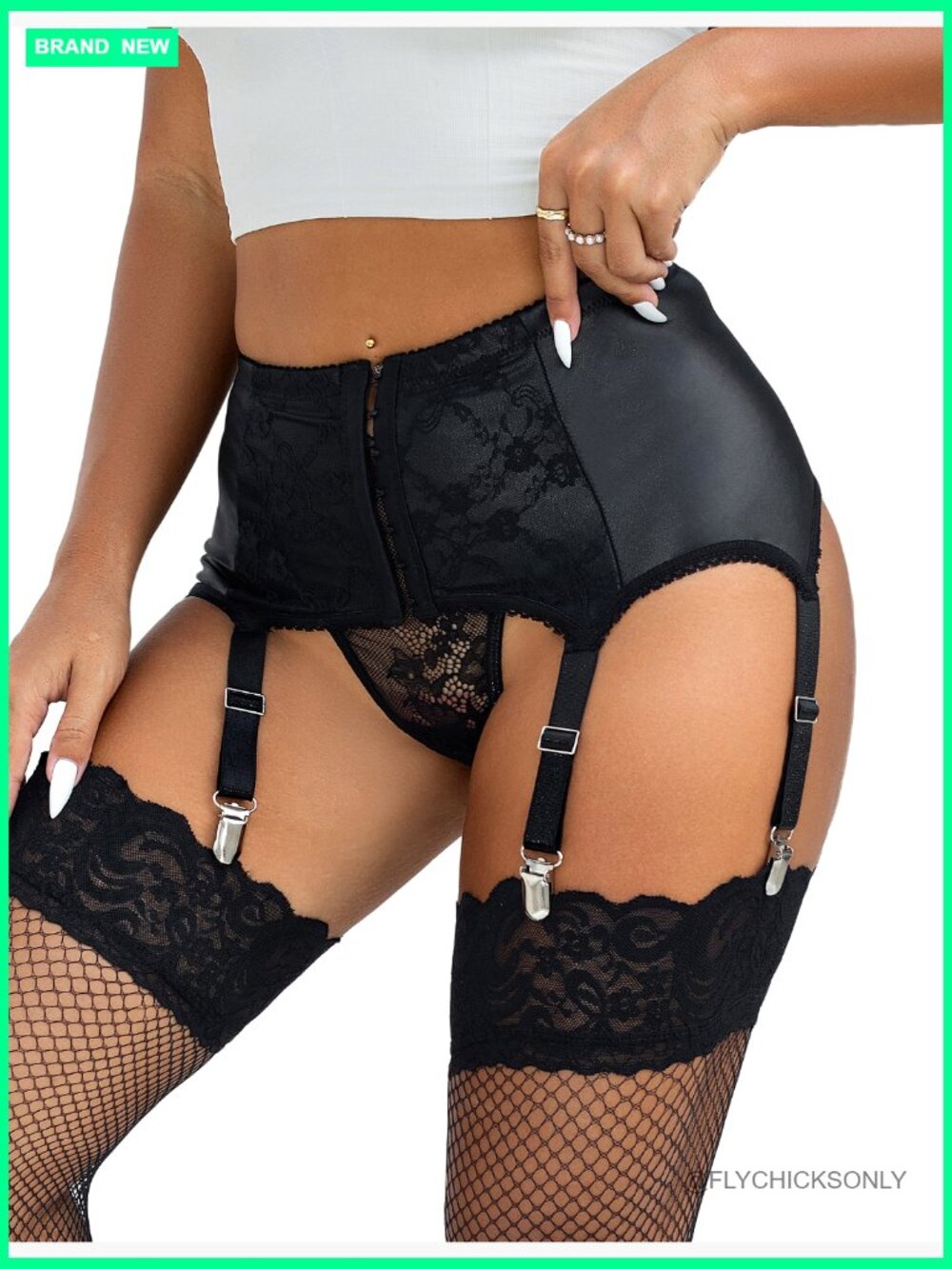 Vintage Lace Garter Belt with 6 Straps Metal Clips for Thigh High Stockings - Picture 7 of 7